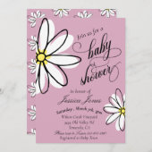 Moderne handgeschriebene Daisy Doodle Baby Dusche Einladung (Vorne/Hinten)
