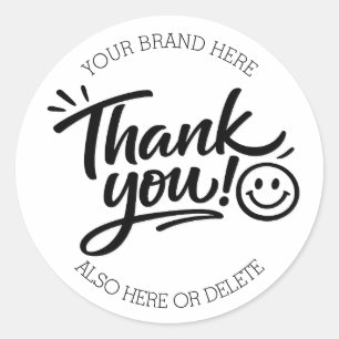 Moderne handgeschriebene „Danke!“ mit Smiley Runder Aufkleber