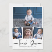 Moderne handgeschriebene Dankeschön an Fotocollage Dankeskarte (Vorderseite)