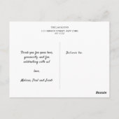 Moderne handgeschriebene Dankeschön an Fotocollage Postkarte (Rückseite)