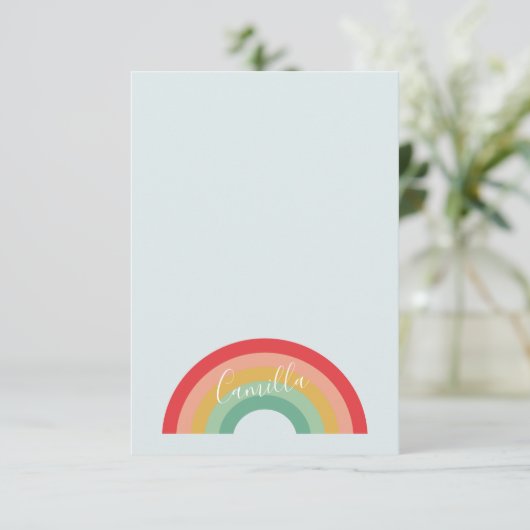 Moderne handgeschriebene Drehbücher für Regenbogen Dankeskarte (Stehend Vorderseite)