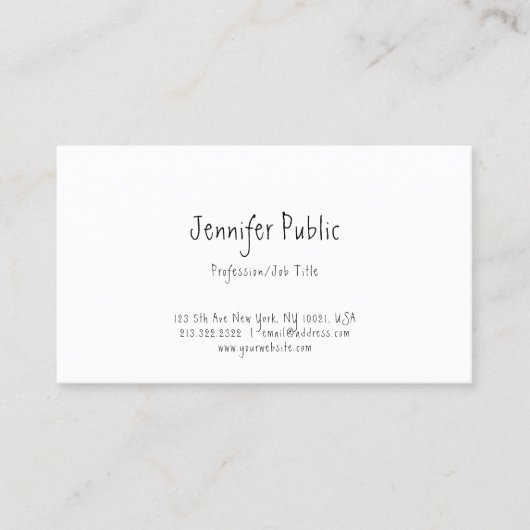 Moderne, handgeschriebene, einfache Elegant-Vorlag Visitenkarte (Vorderseite)