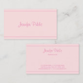 Moderne, handgeschriebene, elegante, rosa Script T Visitenkarte (Vorne/Hinten)