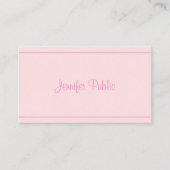 Moderne, handgeschriebene, elegante, rosa Script T Visitenkarte (Vorderseite)