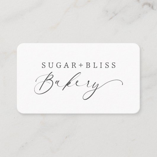 Moderne handgeschriebene elegante Script-Bäckerei Visitenkarte (Vorderseite)