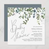 Moderne, handgeschriebene Eucalyptus Greenerenery  Einladung (Vorne/Hinten)