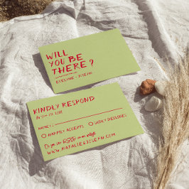 Moderne handgeschriebene farbenfrohe Retro Fun Bol RSVP Karte