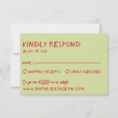 Moderne handgeschriebene farbenfrohe Retro Fun Bol RSVP Karte (Vorderseite)