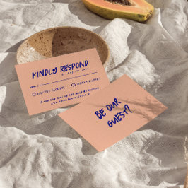 Moderne handgeschriebene, farbenfrohe Retro-Hochze RSVP Karte