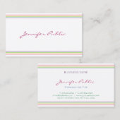 Moderne handgeschriebene, farbenfrohe Streifenvorl Visitenkarte (Vorne/Hinten)