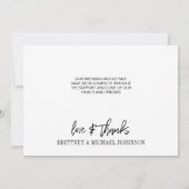 Moderne handgeschriebene Foto Collage Sage Green Dankeskarte (Rückseite)