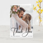 Moderne handgeschriebene Foto Hochzeit Dankeschön  Karte (Gelbe Blume)