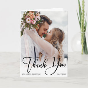 Moderne handgeschriebene Foto Hochzeit Dankeschön Karte