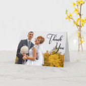 Moderne handgeschriebene Foto Hochzeit Dankeschön  Karte (Gelbe Blume)