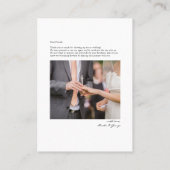 Moderne handgeschriebene Foto Hochzeit Dankeschön- Visitenkarte (Rückseite)