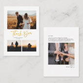 Moderne handgeschriebene Foto Hochzeit Dankeschön- Visitenkarte (Vorne/Hinten)