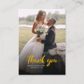Moderne handgeschriebene Foto Hochzeit Dankeschön- Visitenkarte (Vorderseite)