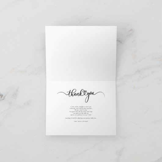 Moderne handgeschriebene Foto Hochzeit Vielen Dank (Innenseite)