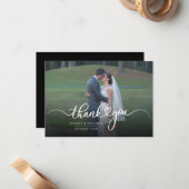 Moderne handgeschriebene Foto Hochzeit Vielen Dank Mitteilungskarte (Vorderseite/Rückseite Beispiel)
