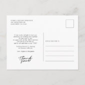 Moderne handgeschriebene Foto Hochzeit Vielen Dank Postkarte (Rückseite)