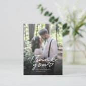 Moderne handgeschriebene Foto Hochzeit Vielen Dank Postkarte (Stehend Vorderseite)