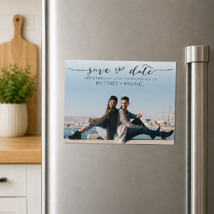 Moderne handgeschriebene Foto-Save-the-Date-Karte Magneteinladung