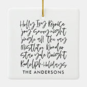 Moderne handgeschriebene Fotokarten Holiday Foto C Keramikornament (Rückseite)