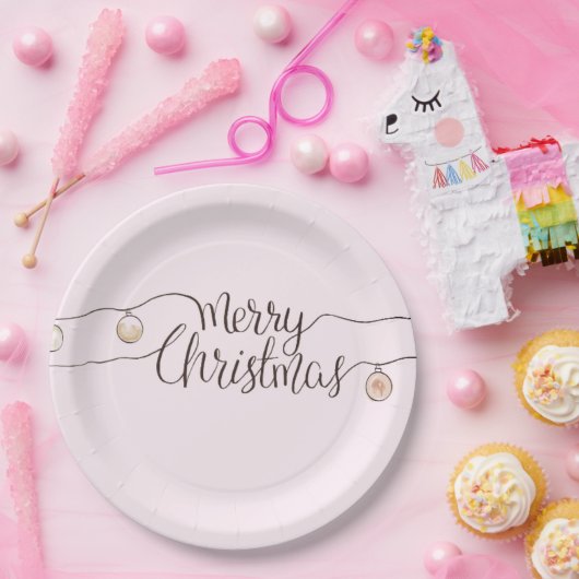 Moderne handgeschriebene frohe Weihnachtszeit Pappteller (Party)