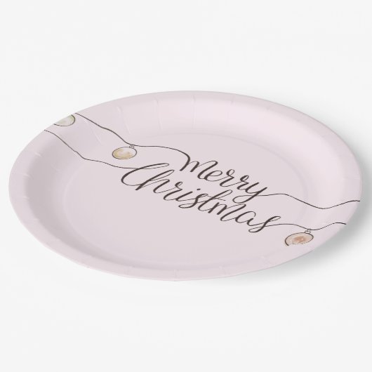 Moderne handgeschriebene frohe Weihnachtszeit Pappteller (Schrägansicht)