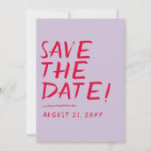 Moderne handgeschriebene Funky Bold Retro Wedding Save The Date (Vorderseite)