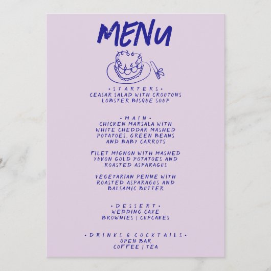 Moderne handgeschriebene, Gezeichnet Retro Cake We Menükarte (Vorderseite)