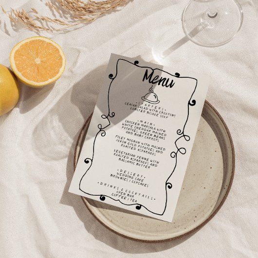 Moderne handgeschriebene, Gezeichnet Retro-RahmenW Menükarte