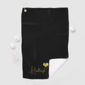 Moderne handgeschriebene Goldschrift Name Monogram Golfhandtuch (Insitu)