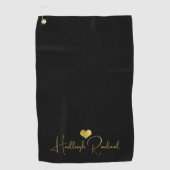 Moderne handgeschriebene Goldschrift Name Monogram Golfhandtuch (Vorderseite)