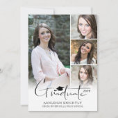 Moderne, handgeschriebene Graduate Cap 5 Fotos Ankündigung (Vorderseite)