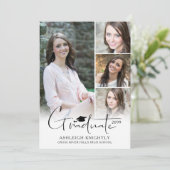 Moderne, handgeschriebene Graduate Cap 5 Fotos Ankündigung (Stehend Vorderseite)