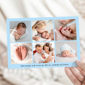 Moderne handgeschriebene Hello Blue Foto Collage B Ankündigung