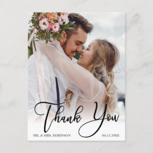 Moderne handgeschriebene Hochzeit 2 Foto Vielen Da Postkarte