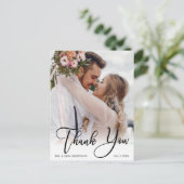 Moderne handgeschriebene Hochzeit 2 Foto Vielen Da Postkarte (Stehend Vorderseite)