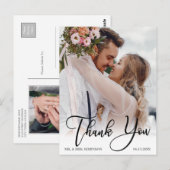 Moderne handgeschriebene Hochzeit 2 Foto Vielen Da Postkarte (Vorne/Hinten)