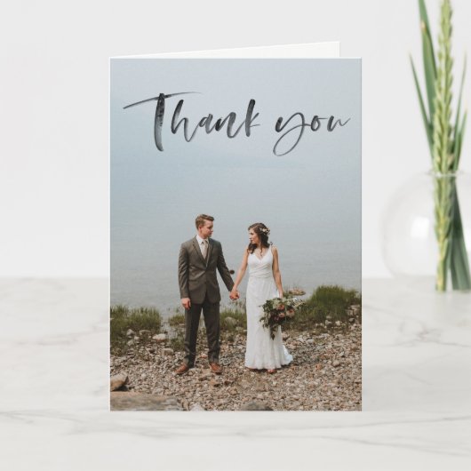 Moderne handgeschriebene Hochzeit Danke Karte (Vorderseite)