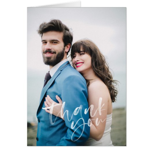 Moderne handgeschriebene Hochzeit Danke Karte (Vorne)