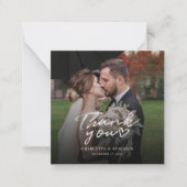 Moderne handgeschriebene Hochzeit im Foto Vielen D Mitteilungskarte (Vorderseite)