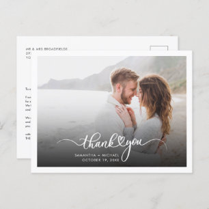 Moderne handgeschriebene Hochzeit im Foto Vielen D Postkarte