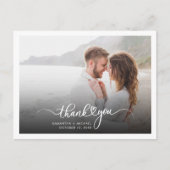 Moderne handgeschriebene Hochzeit im Foto Vielen D Postkarte (Vorderseite)