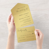 Moderne, handgeschriebene Hochzeit mit Gold und Sc All In One Einladung (Abreißen)