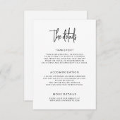 Moderne handgeschriebene Hochzeitdetails Begleitkarte (Vorne/Hinten)