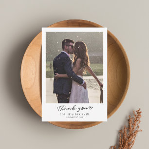 Moderne handgeschriebene Hochzeiten-Fotos Dankeskarte