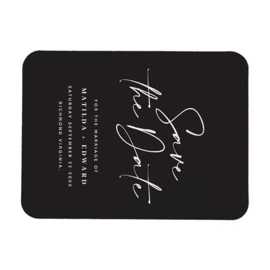 Moderne handgeschriebene Hochzeitsankündigung Magnet (Horizontal)