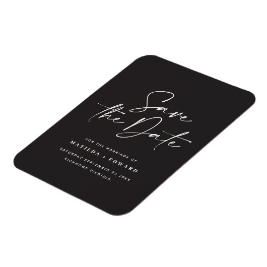 Moderne handgeschriebene Hochzeitsankündigung Magnet (Linke Seite)